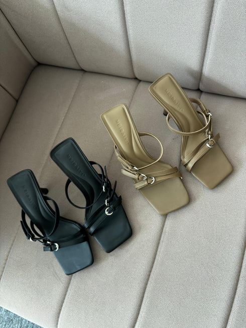 High Quality Fashionable Triple Buckle Straps Slid-On Heels